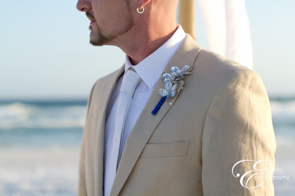 Crystal Flower for the Groom beach wedding