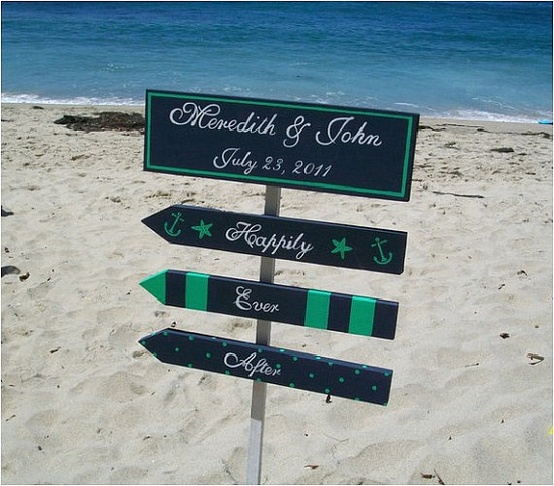 beach wedding sign