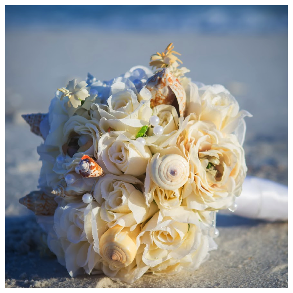 shell bridal bouquete destin